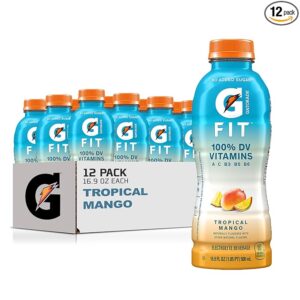 Gatorade Fit Electrolyte Beverage, Healthy Real Hydration, Tropical Mango, 16.9.oz Bottles (12 Pack)